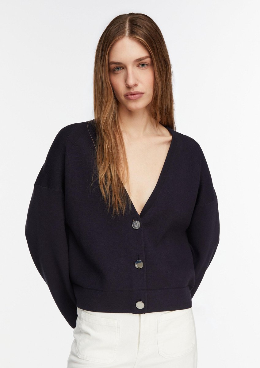 Moderne V-Ausschnitt Milano-Cardigan mit Signature-Knöpfen Damen COMMA