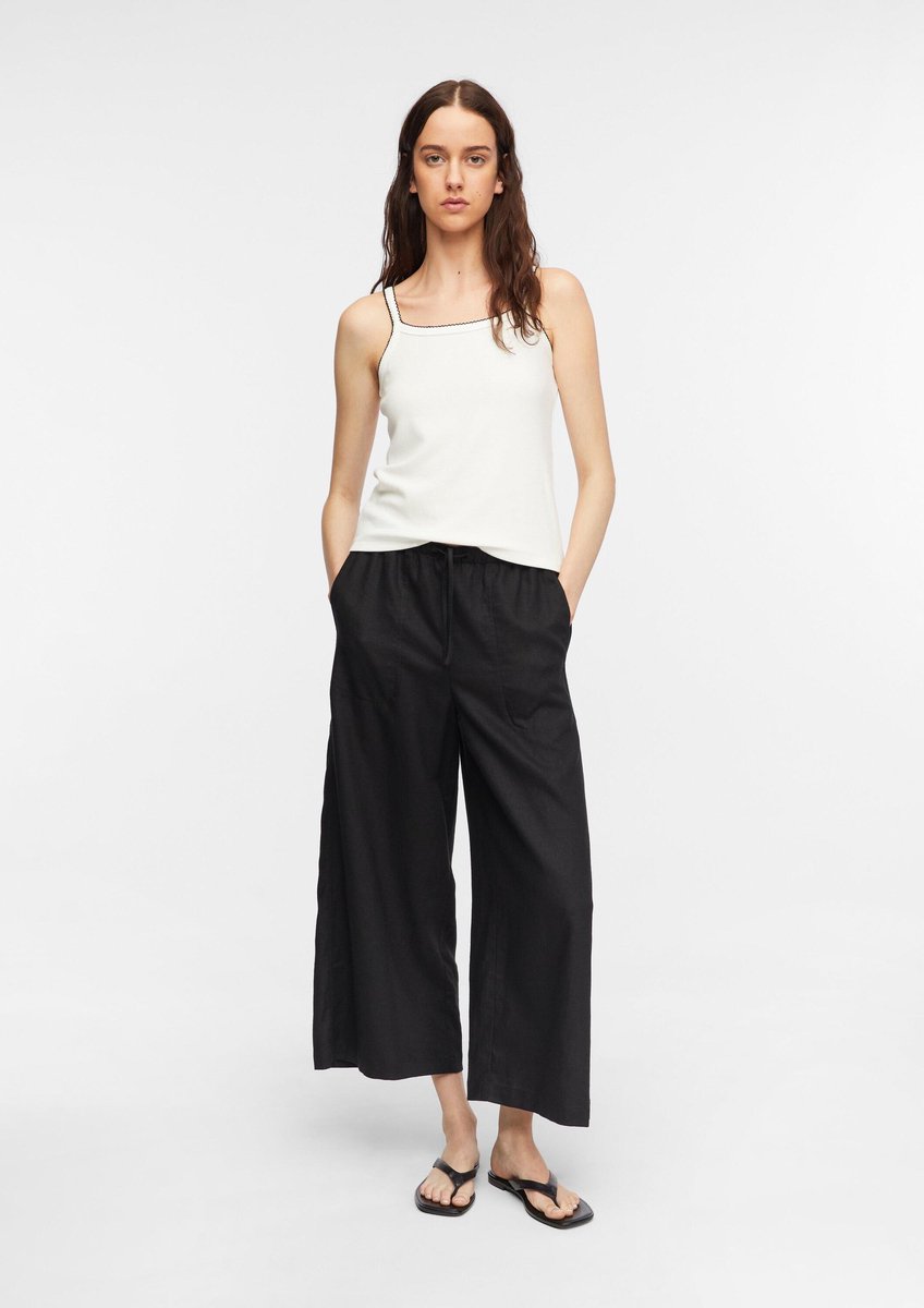 Weite Leinenmischung Culotte-Hose mit elastischem Bund für Damen COMMA