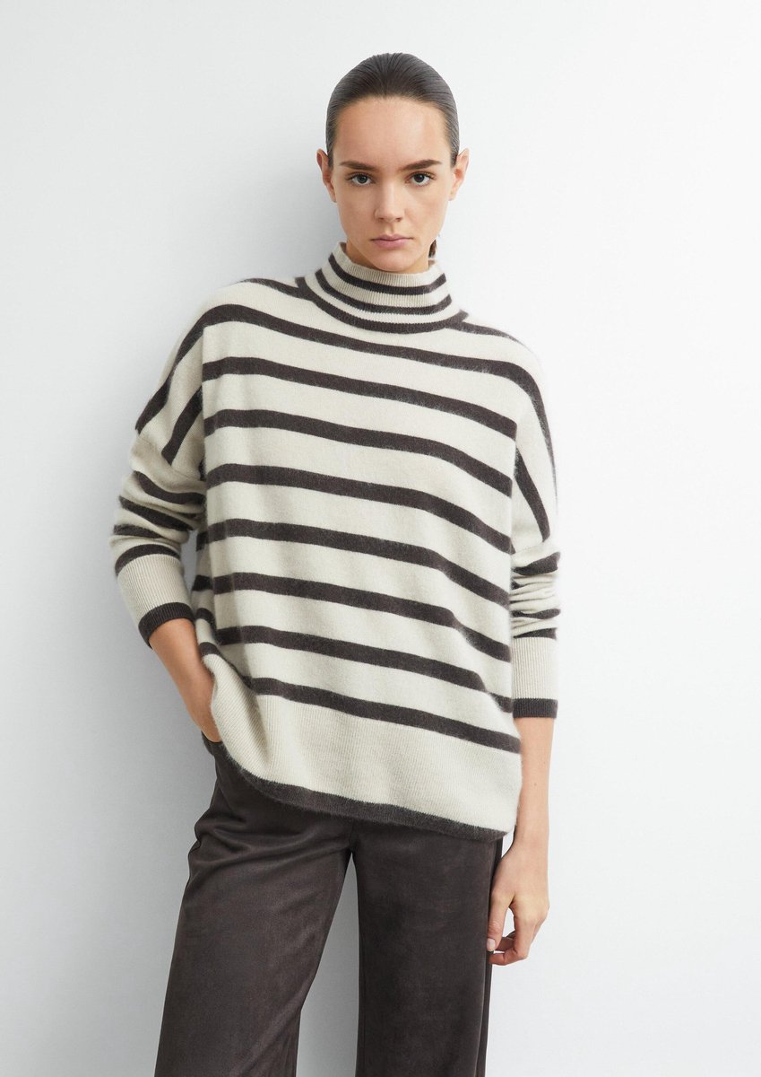 Gestreifter Pullover 100 % gebürstete Wolle Damen COMMA