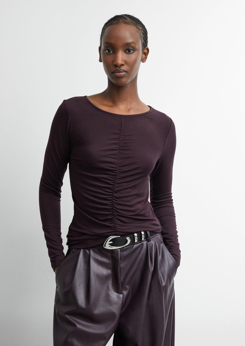 T-Shirt aus Viskose-Mischung mit femininen Rüschen Damen COMMA