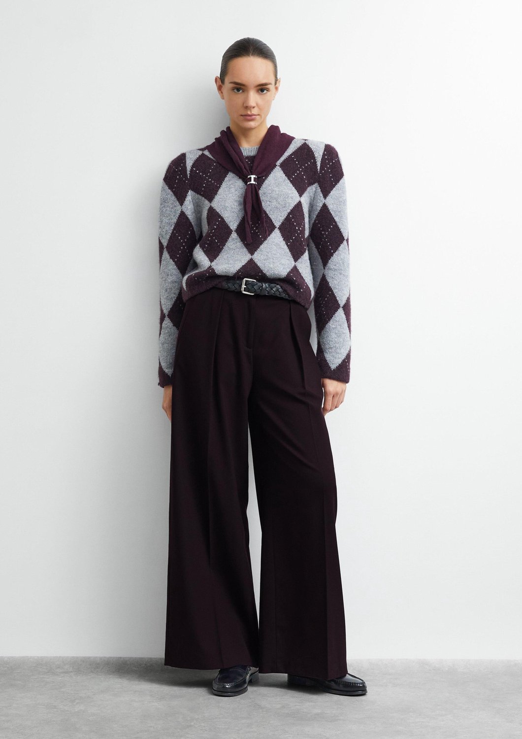Damen Pullover mit Argyle-Muster und betonten Schultern COMMA