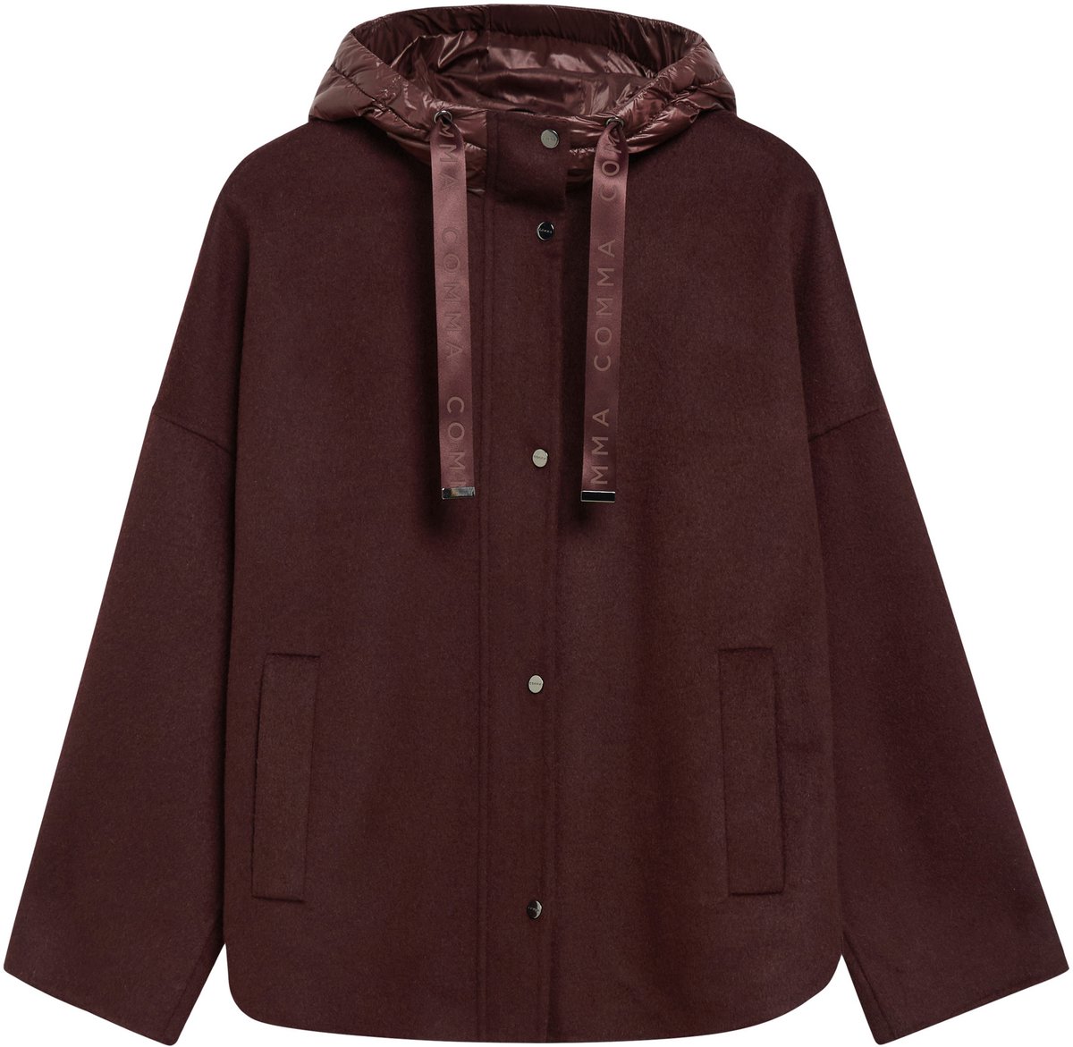 Damen Wollponcho mit Knopfkinnschutz COMMA