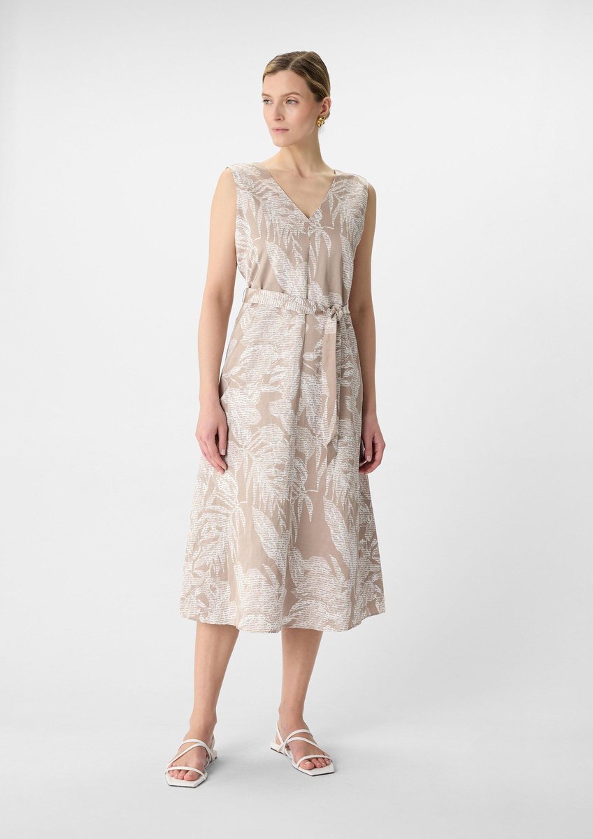 Midikleid aus Satin mit V-Ausschnitt und gebundenem Gürtel für Damen COMMA