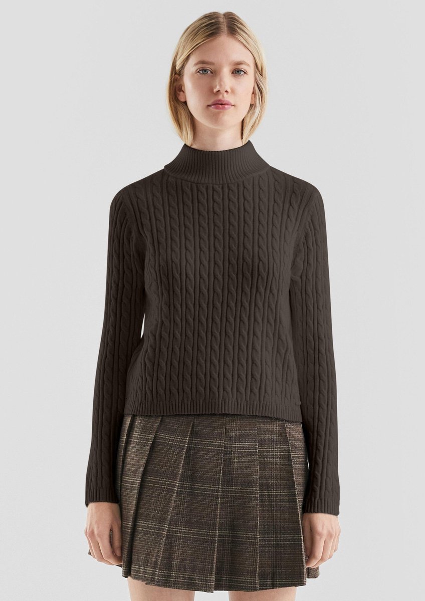 Damen gedrehter Zopfmuster Pulli QS Slim Fit