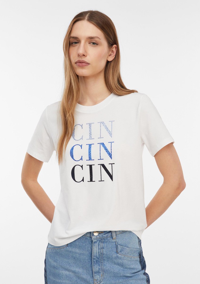 Klassischer Schnitt Rundhalsausschnitt T-Shirt Damen COMMA