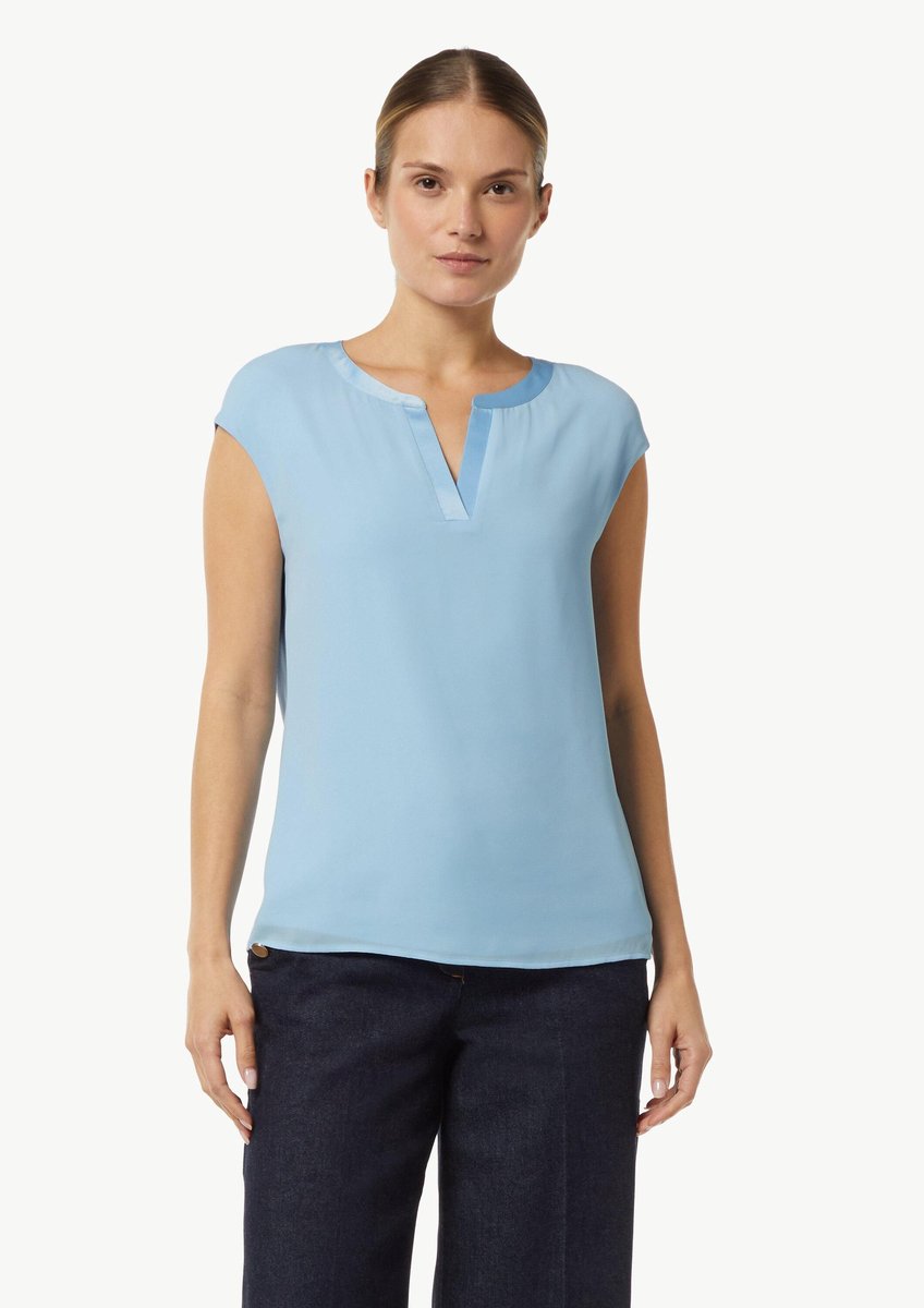 Jersey-Bluse mit überschnittenen Schultern und Satinbesatz Damen COMMA