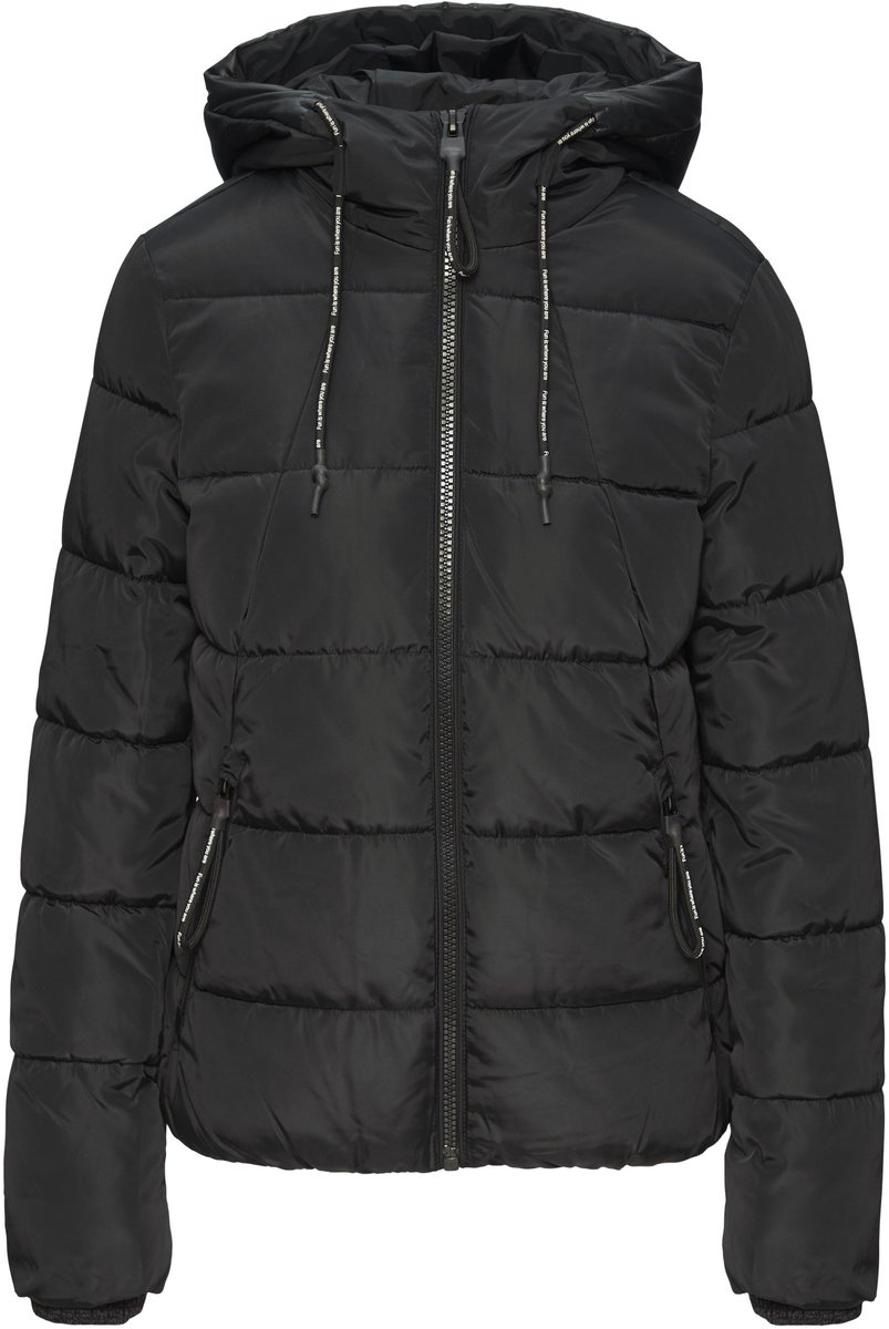 Damen Steppjacke mit Kapuze, Reißverschlusstaschen und Rippbündchen an den Ärmeln QS