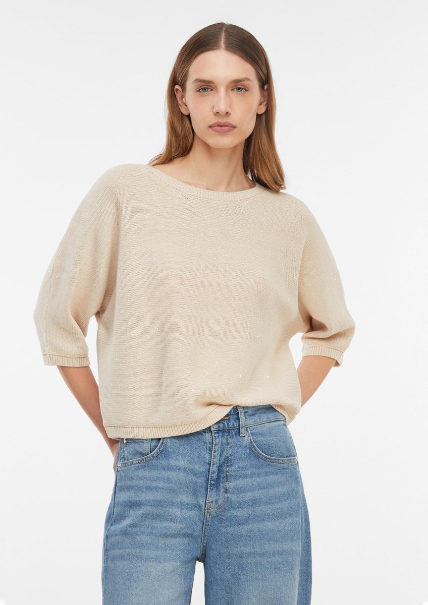 Pull col rond mit glitzernden Pailletten Damen COMMA