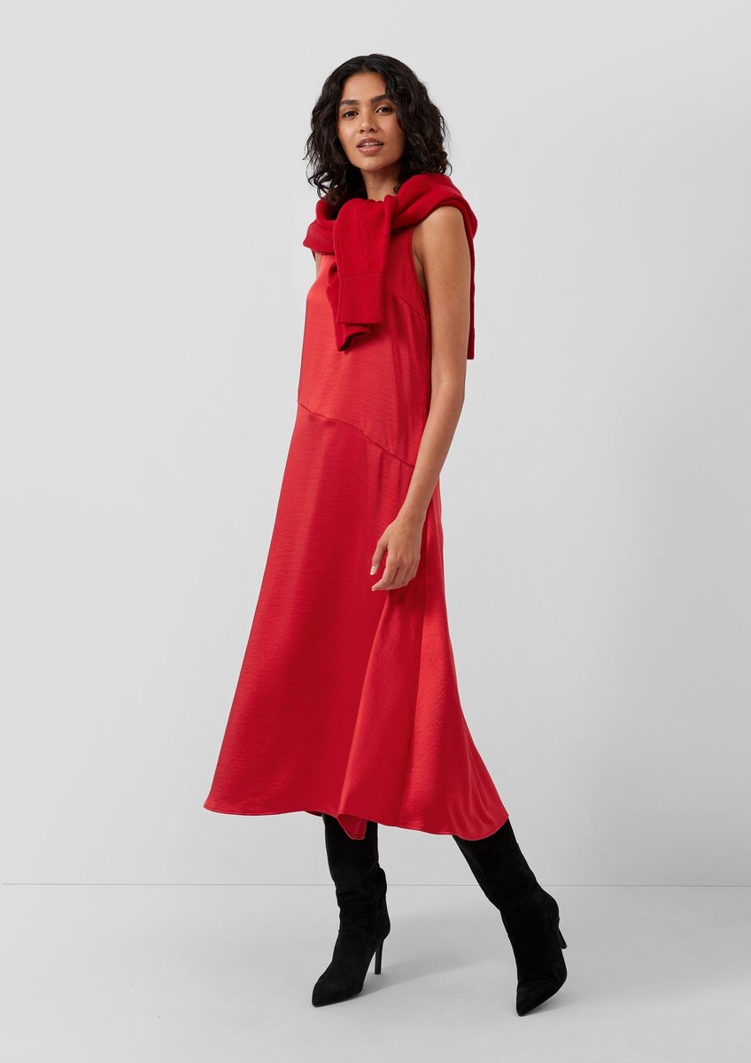 Ärmelloses Satin-Kleid mit diagonaler Nahtdetail Damen s.Oliver