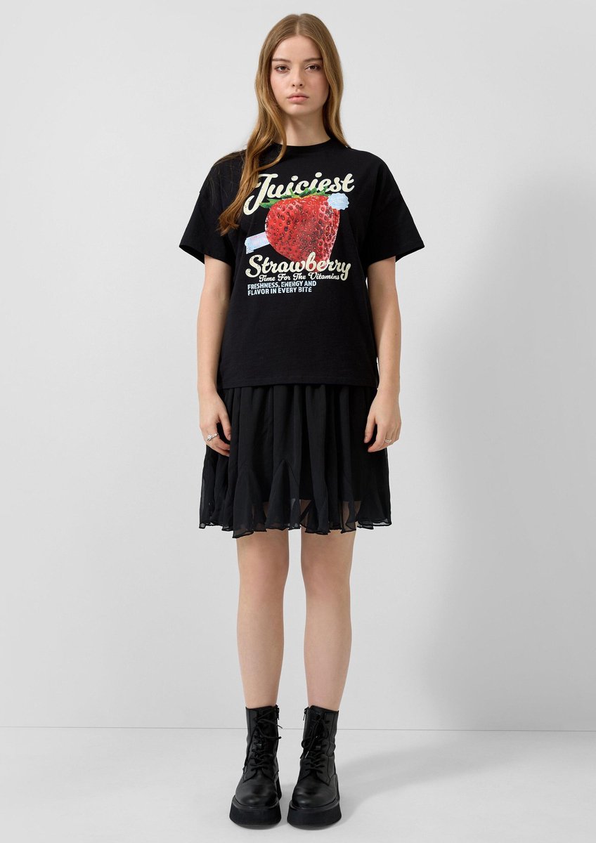 Kurze, ausgestellte Chiffon-Rock mit Volants Damen QS