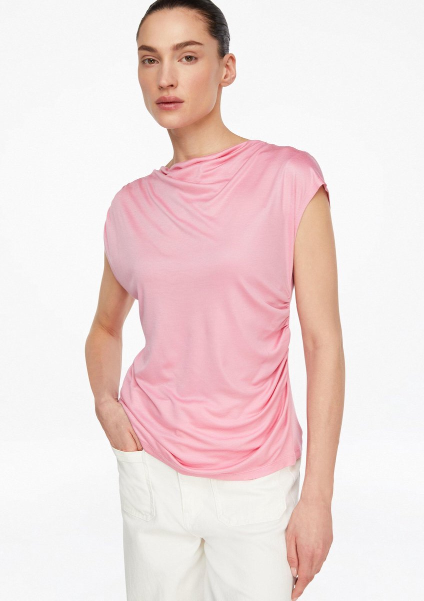 Fließendes Tanktop mit Drapée-Ausschnitt aus Jersey für Damen COMMA