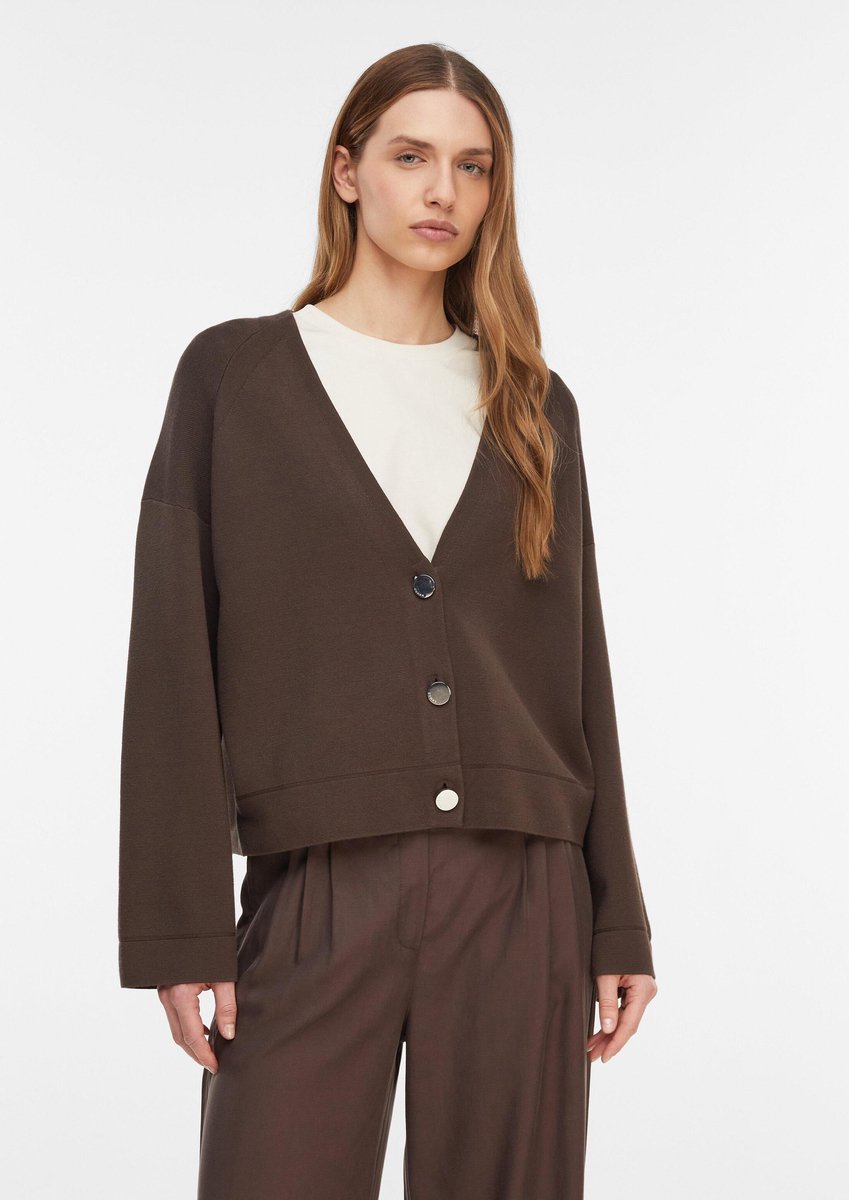 Moderne V-Ausschnitt Milano-Cardigan mit Signature-Knöpfen Damen COMMA