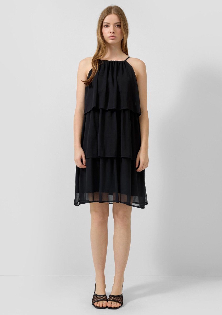Damen Chiffon Kleid mit Rüschen QS
