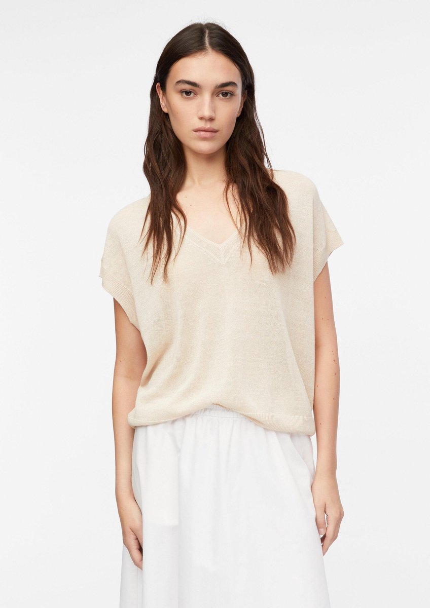 Pull col V mit kurzen Ärmeln aus Leinen-Mix für Damen COMMA