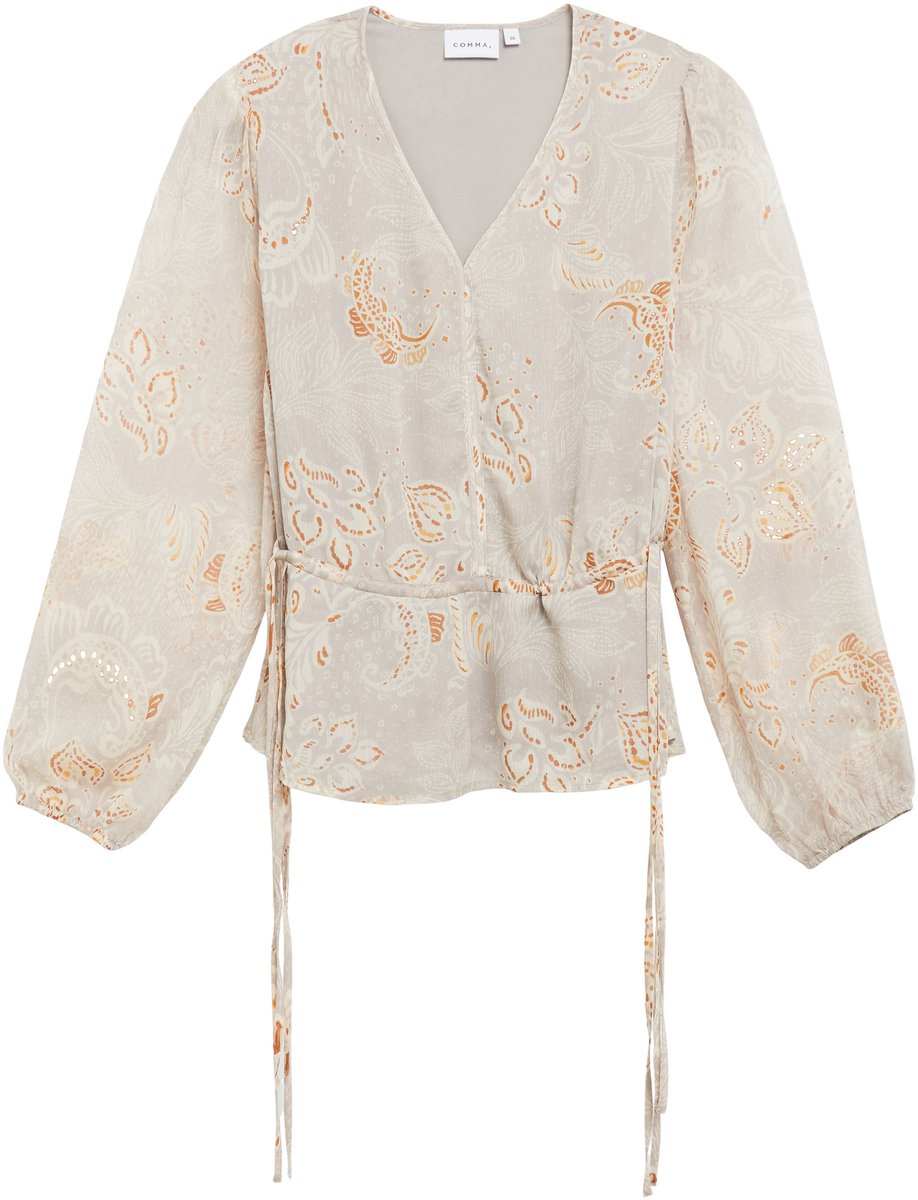 Bluse mit gemustertem Chiffon und betontem Taillenschnitt für Damen COMMA