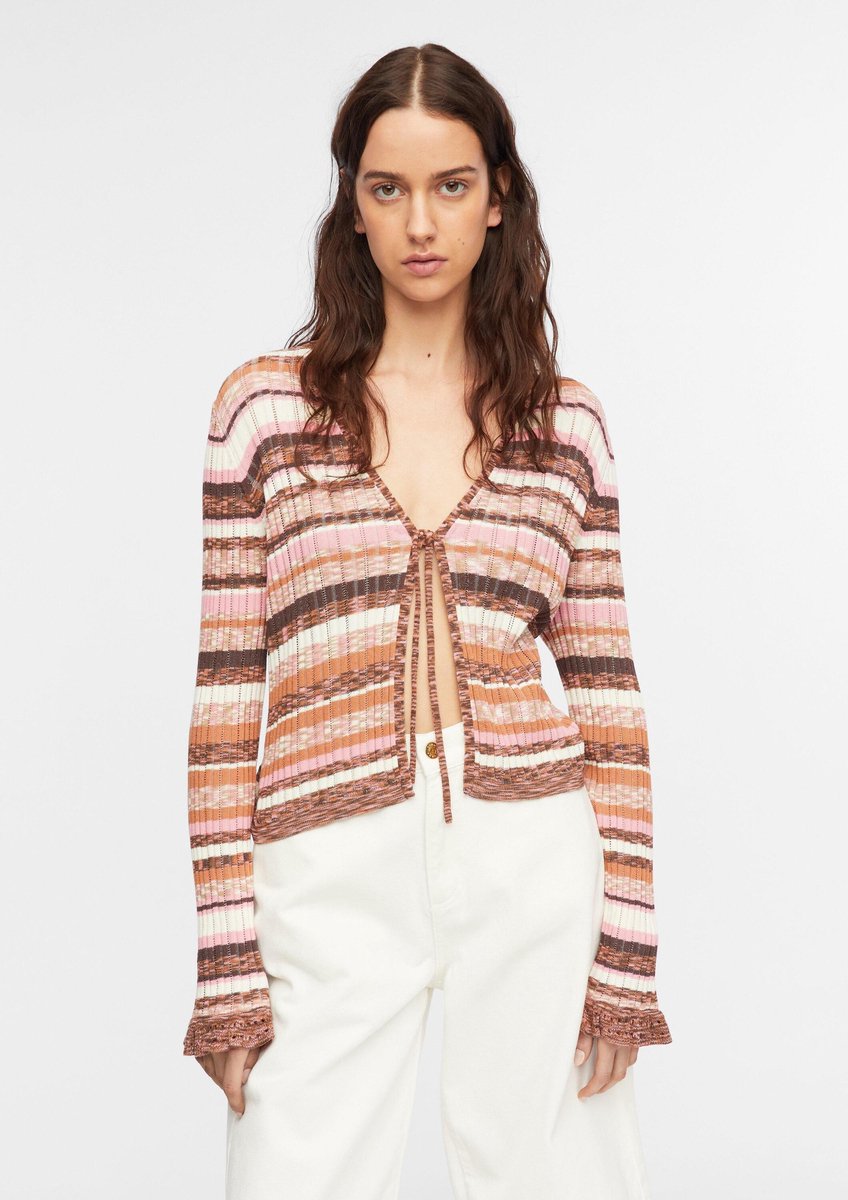 Cardigan aus feinem Strick mit Rüschendetails Damen COMMA