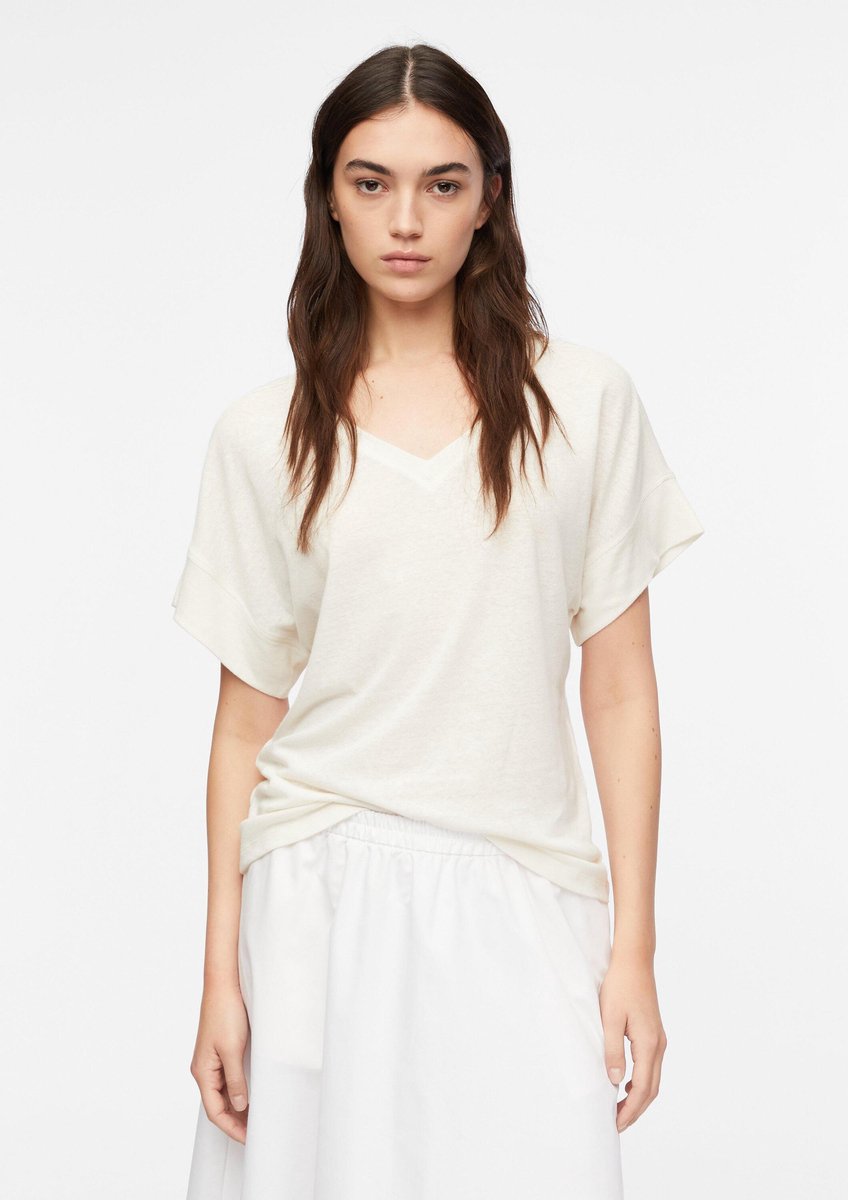 T-Shirt mit V-Ausschnitt und Fallenden Schultern Damen COMMA