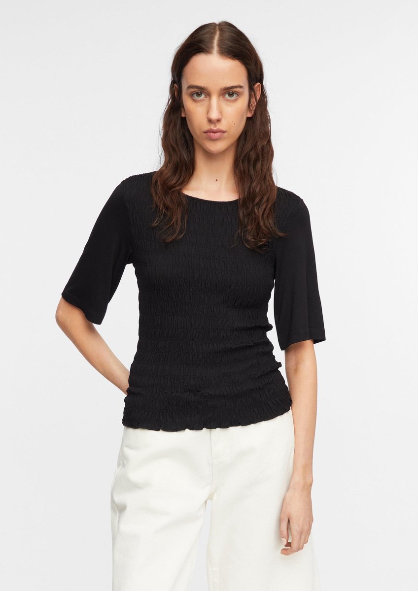 T-Shirt aus Viskose-Jersey mit Smock-Details für Damen COMMA