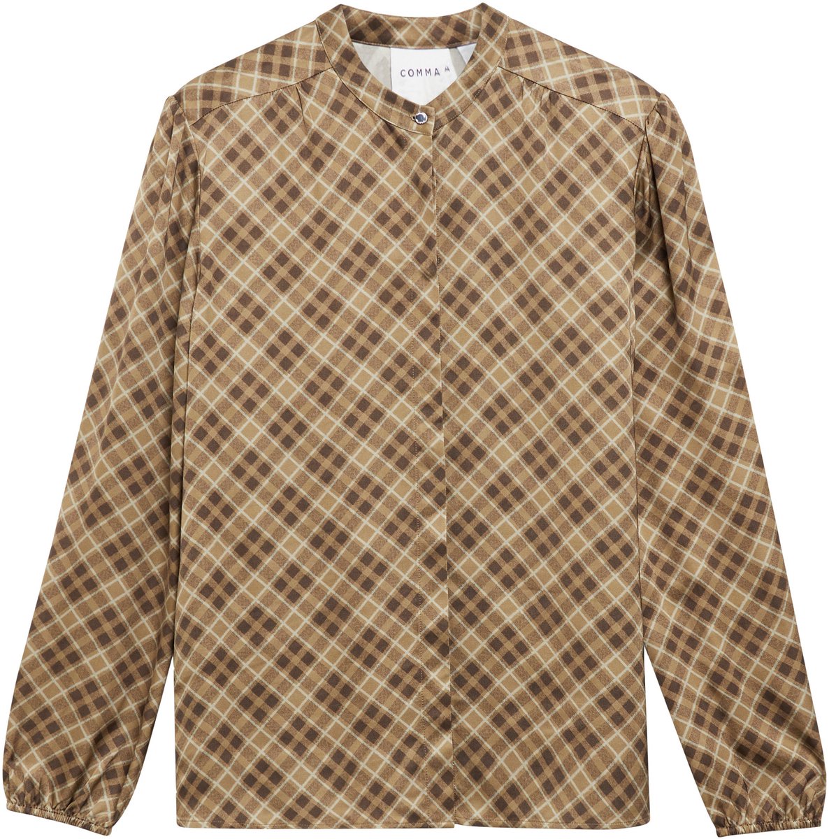 Druckbluse mit Stehkragen und Puffärmeln Damen COMMA