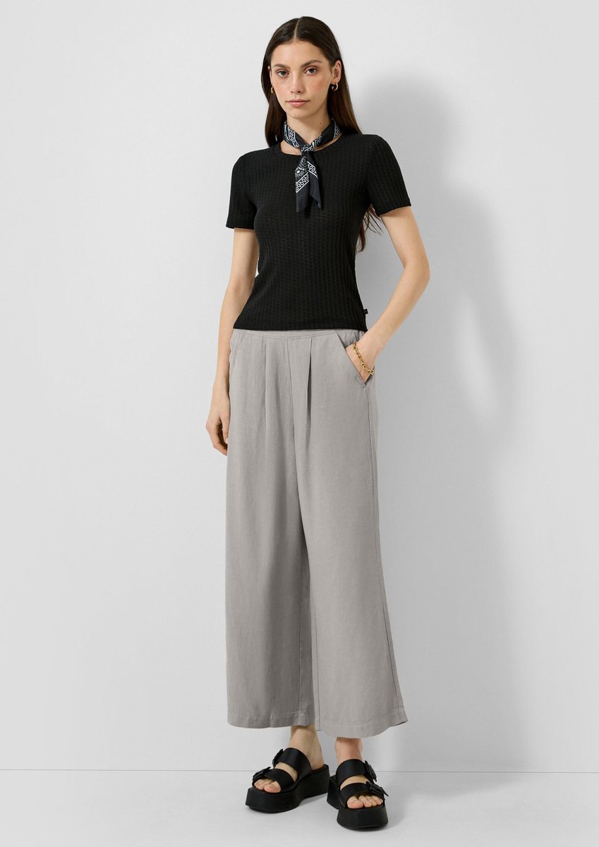 Hoch Taille Damen Leinen Gemischter Culotte Stil Hose QS