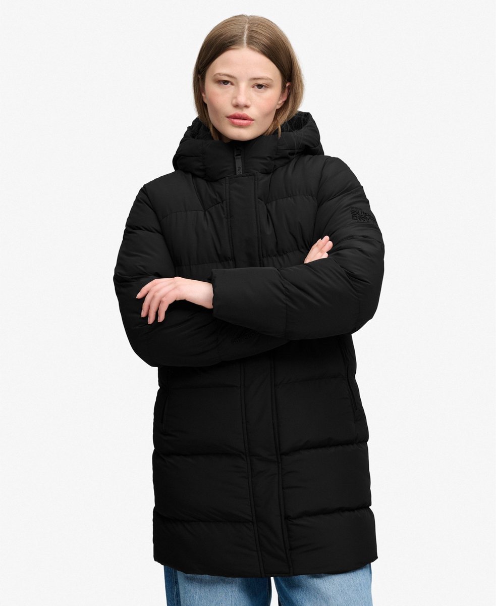 Damen lange Steppjacke mit Kapuze Superdry