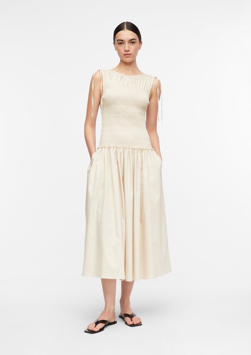 Midi Kleid aus Baumwolle mit Raffung Damen COMMA