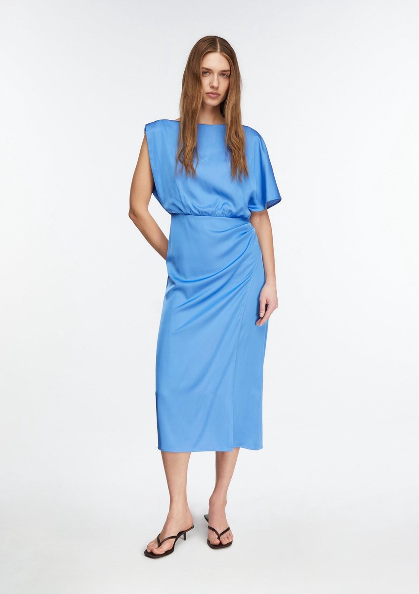 Asymmetrisch Drapierte Satin-Midikleid Damen COMMA