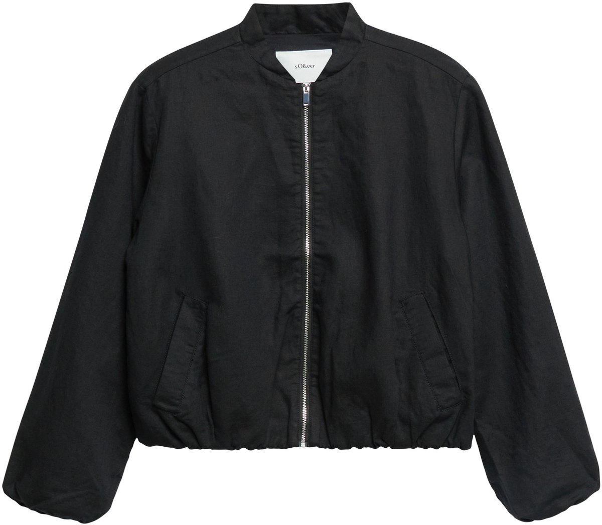 Damen Leinen Mix Jacke mit Puffärmeln und paspelierten Taschen s.Oliver