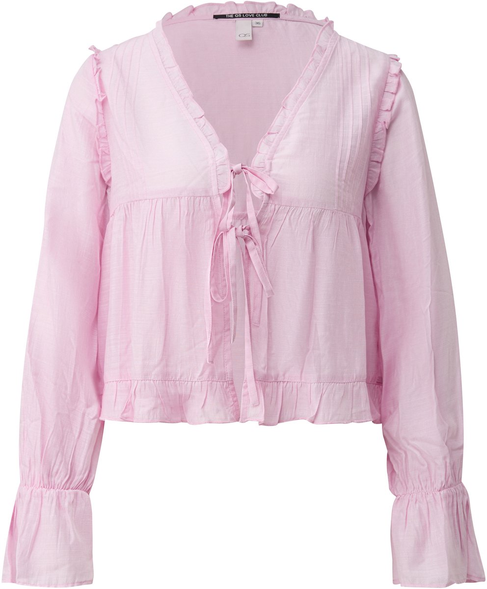 Damenbluse mit Knoten und Rüschen QS Regular Fit