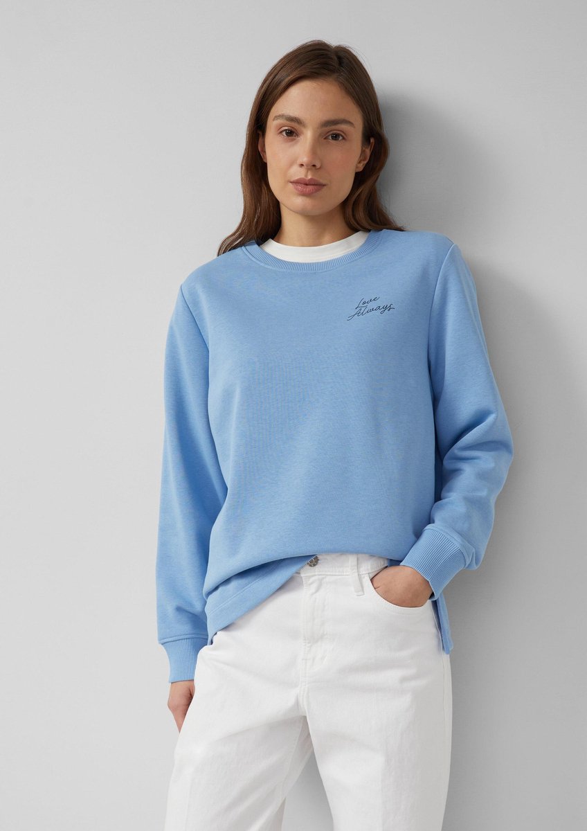 Sweatshirt mit Druck auf der Rückseite und verlängertem Rücken Damen s.Oliver