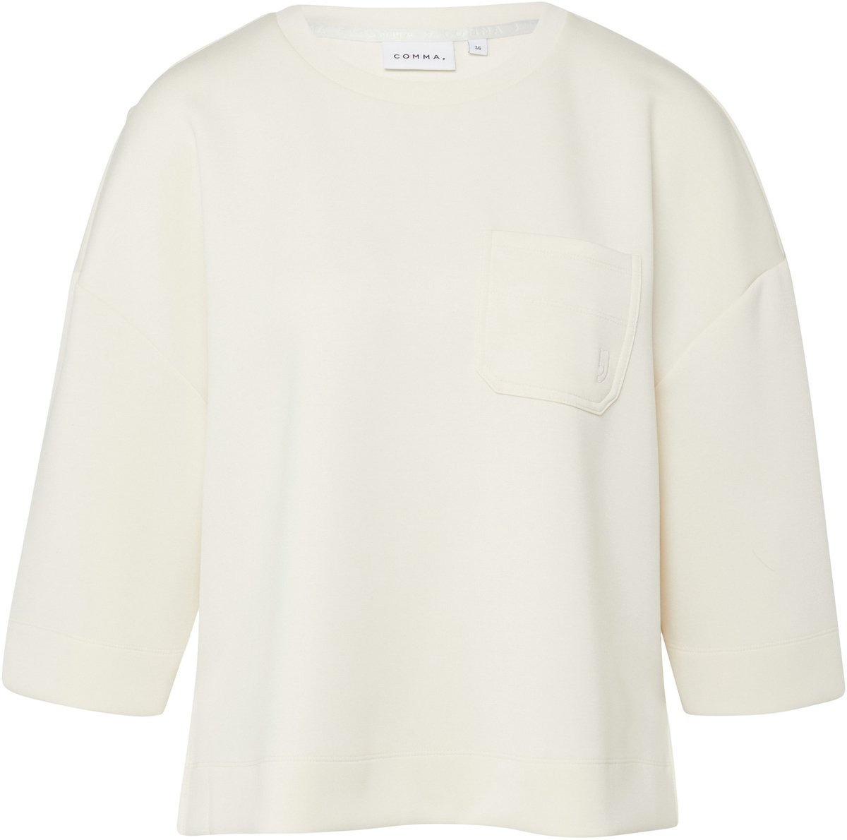 Damen Sweatshirt mit aufgesetzter Tasche und Dreiviertelärmeln COMMA