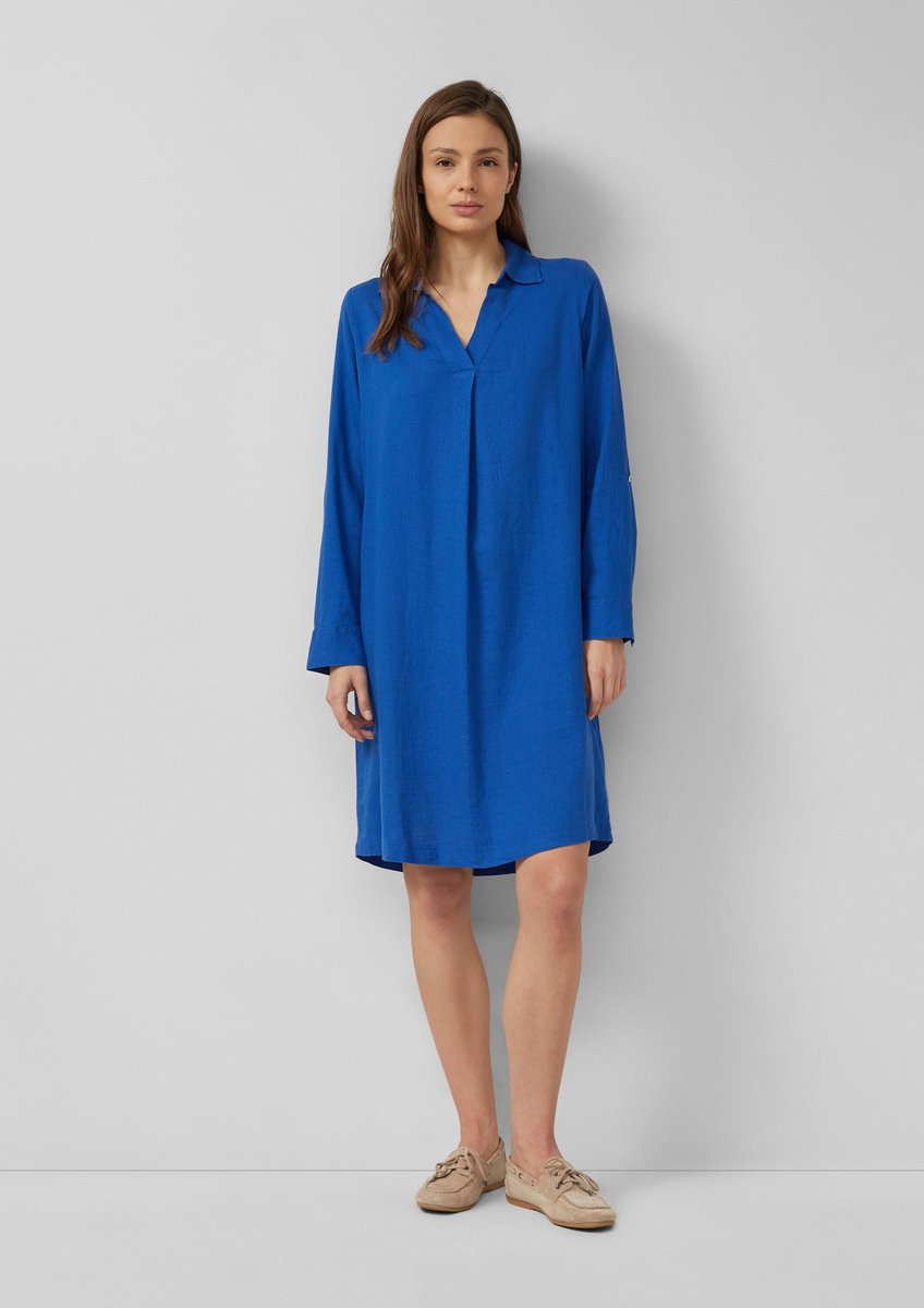 Leinenmix Kleid mit Hemdkragen und Manschetten Damen s.Oliver