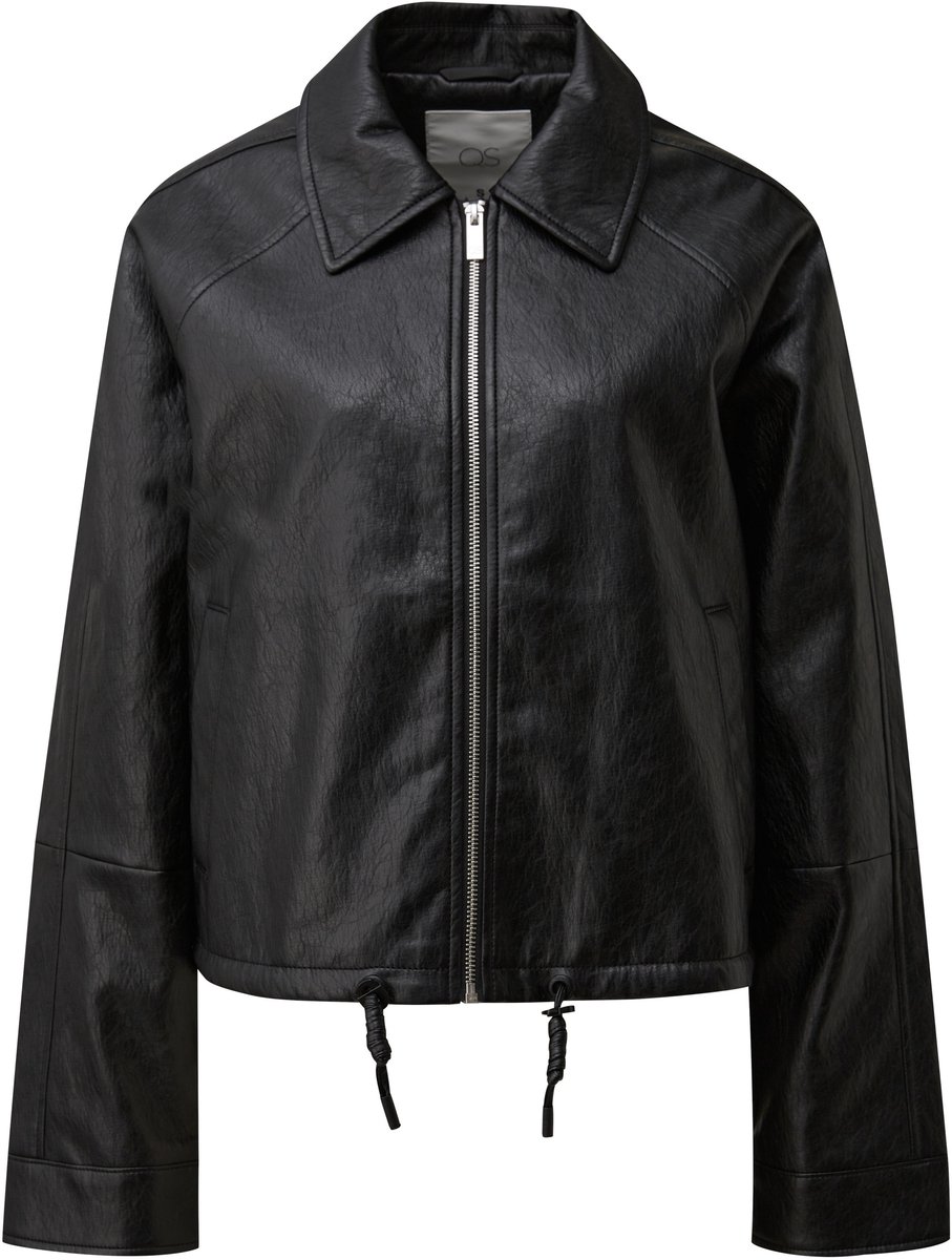 Damen Casual Lederoptik Jacke mit verstellbarem Saum QS