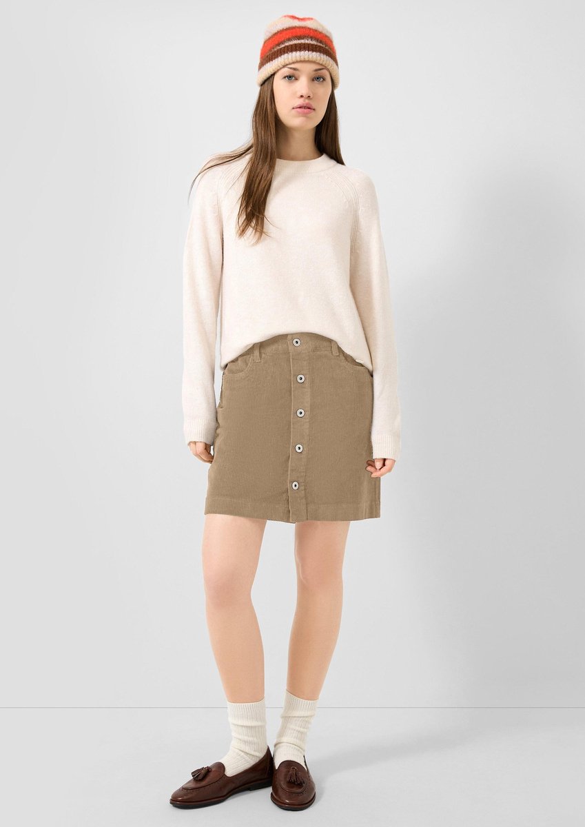 Minirock mit Knopfleiste aus samtigem Cord Damen QS