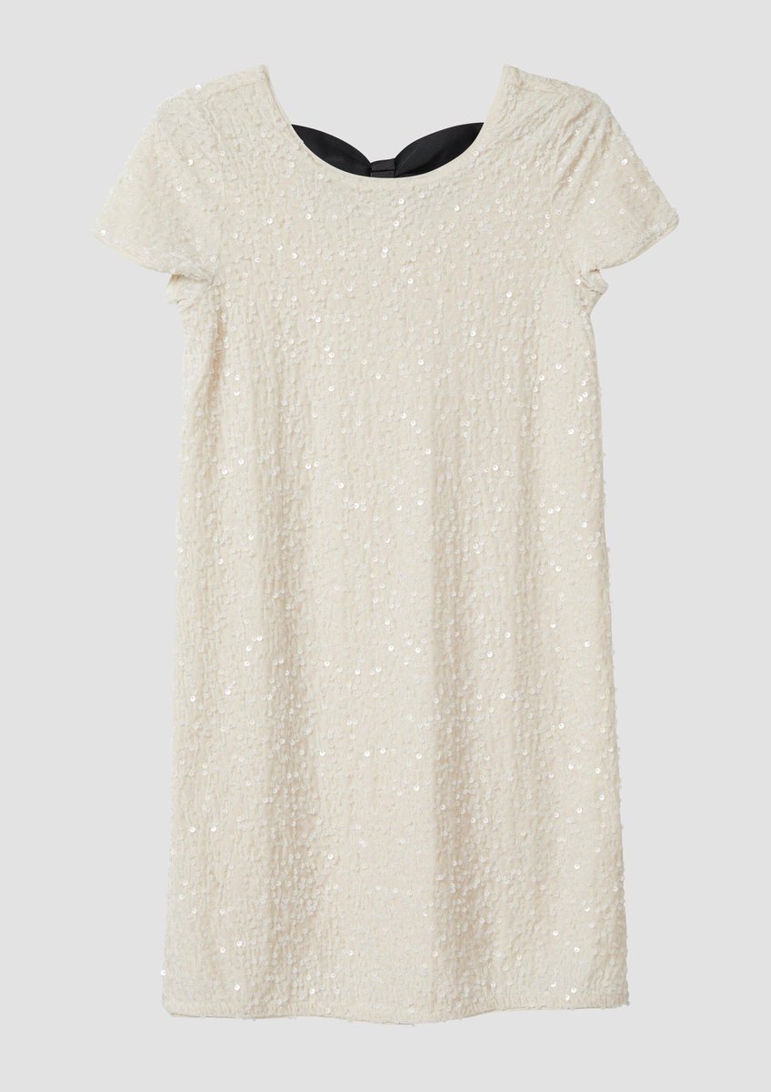 Kurzärmliges Samtkleid mit weichen Pailletten und gebundenem Ausschnitt Mädchen s.Oliver