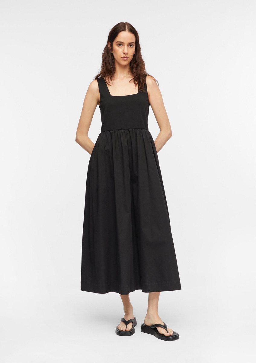 Kleid aus Mischgewebe mit V-Ausschnitt Damen COMMA