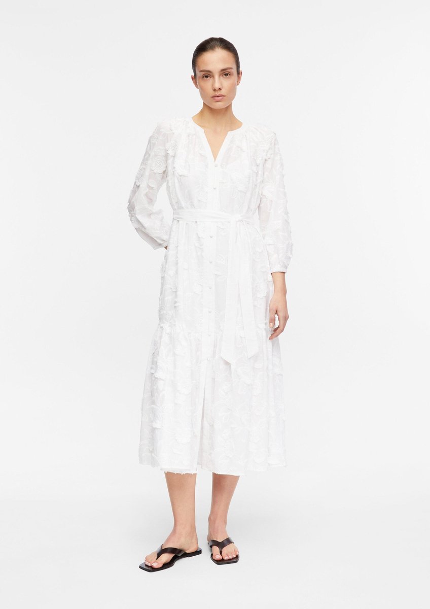 Langarmkleid aus Baumwoll voile mit Gürtel Damen COMMA