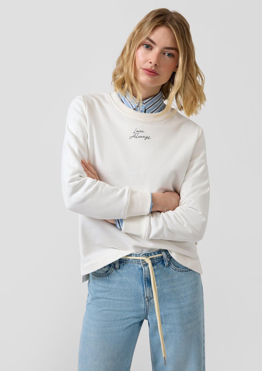 Sweatshirt mit Druck auf der Rückseite und verlängertem Rücken Damen s.Oliver