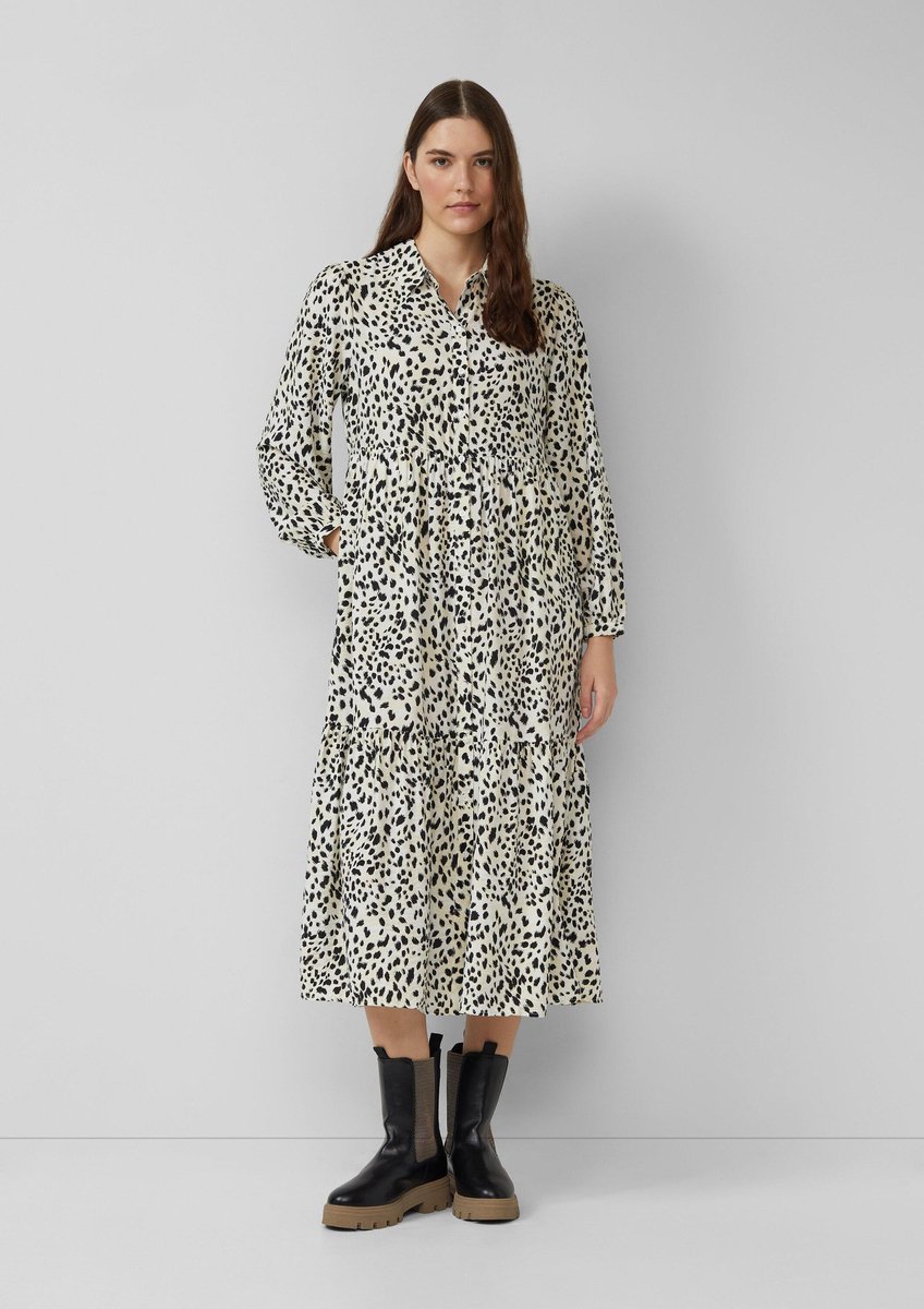 Damenkleid aus viskosemischung mit kragen und rüschen s.Oliver