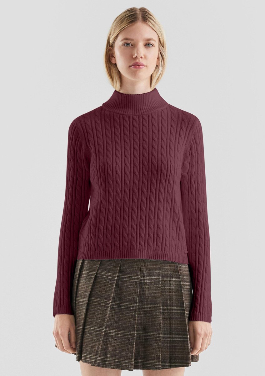 Damen gedrehter Zopfmuster Pulli QS Slim Fit