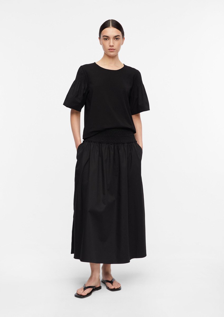Midikleid aus Popeline mit Rüschen und italienischen Taschen Damen COMMA