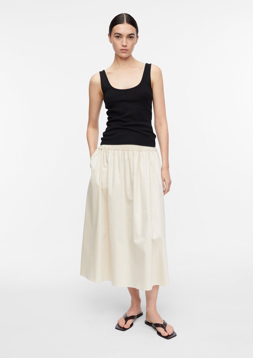 Midikleid aus Popeline mit Rüschen und italienischen Taschen Damen COMMA
