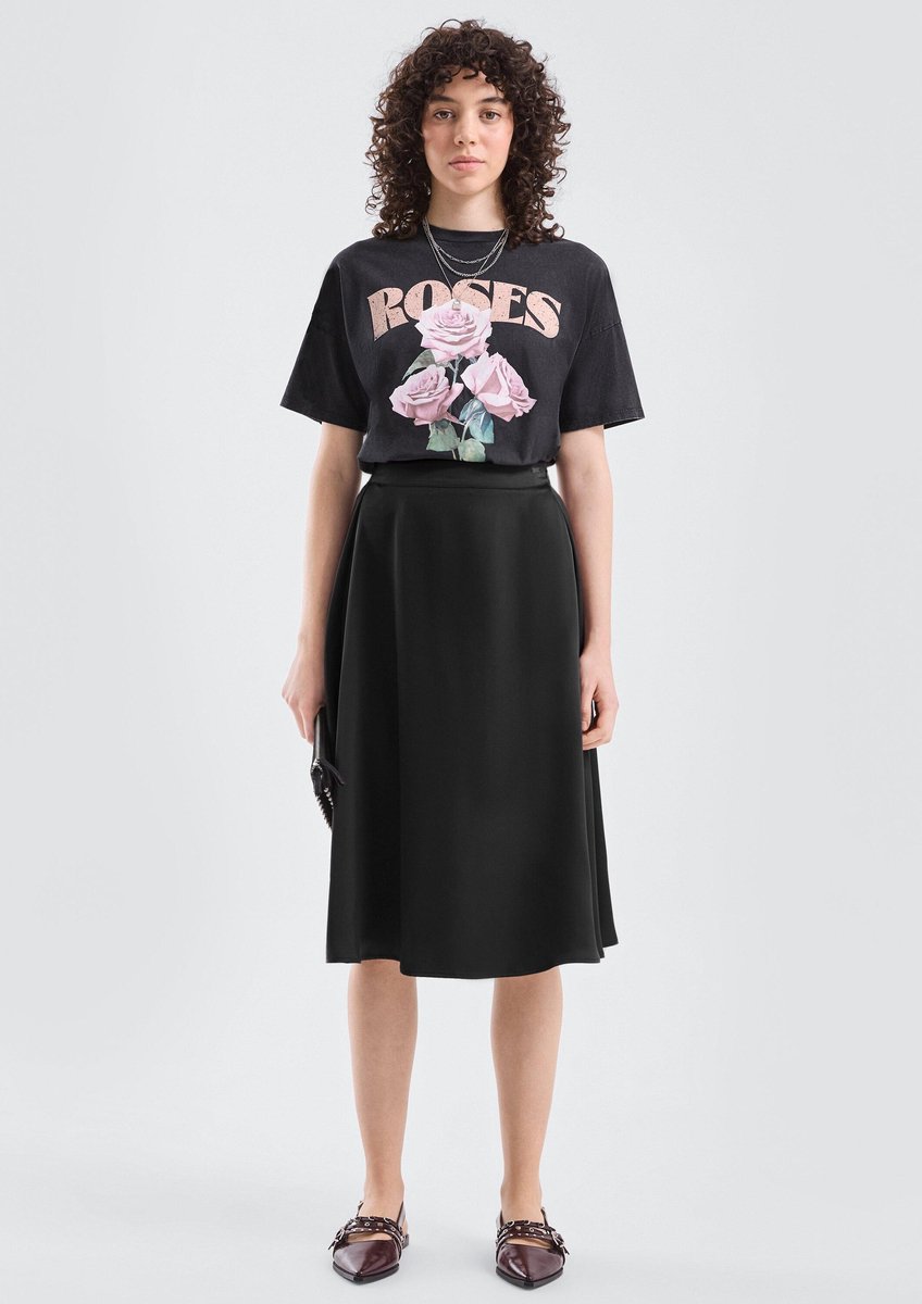 Midikleid aus satin mit elastischem Bund für Damen QS