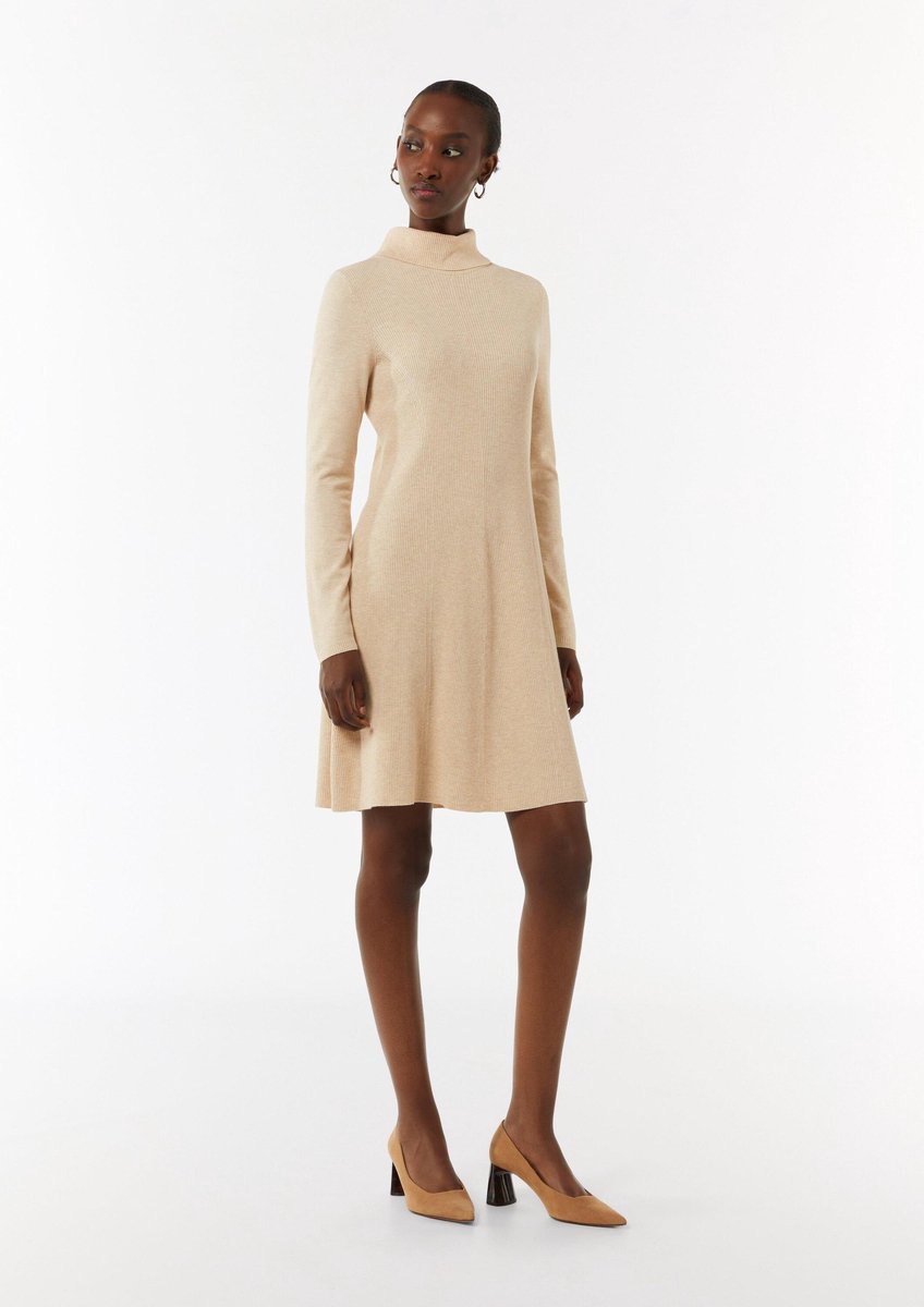Rippstrick Rollkragen Langarm Kleid für Damen COMMA