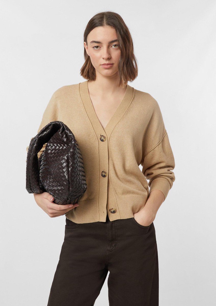 Damen Baumwollstrickcardigan mit Rollsaumdetails COMMA