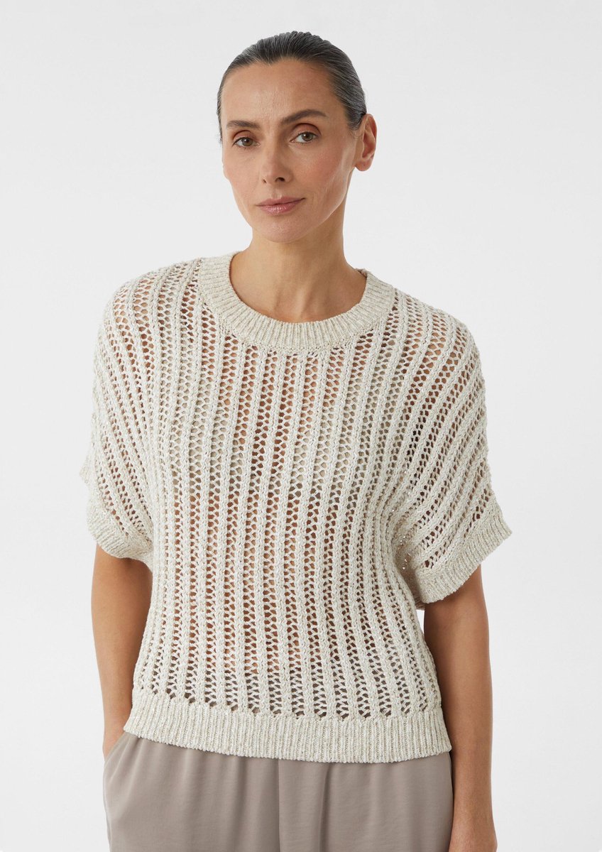 Pull ample aus Strick mit Pailletten Kurzarm Damen COMMA