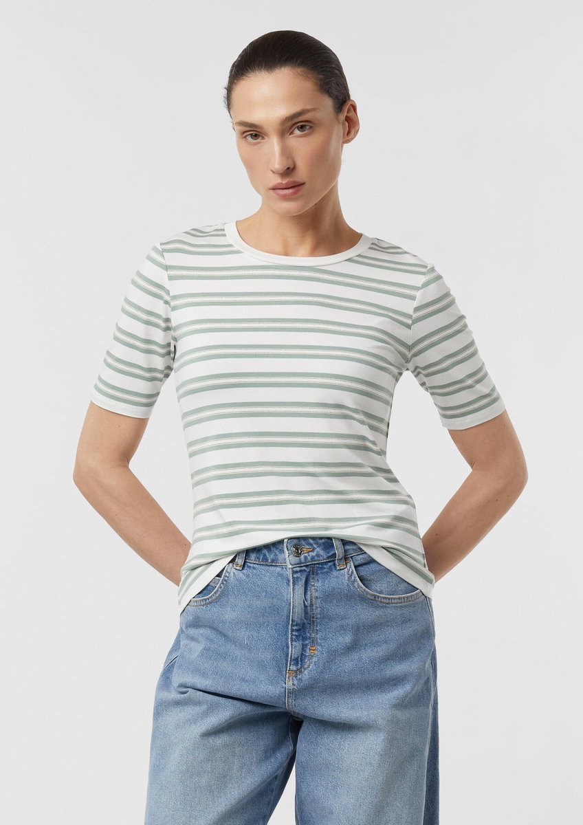 Gestreiftes, tailliertes T-Shirt für Damen COMMA