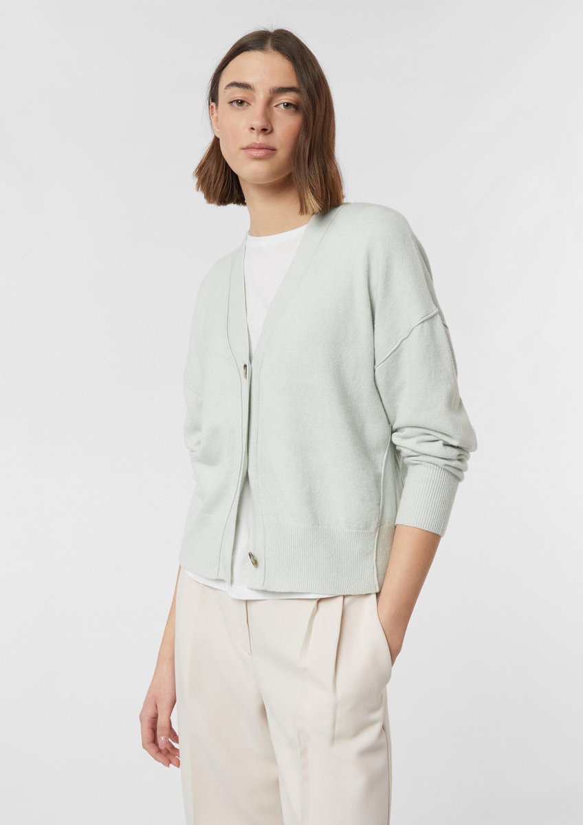 Damen Baumwollstrickcardigan mit Rollsaumdetails COMMA