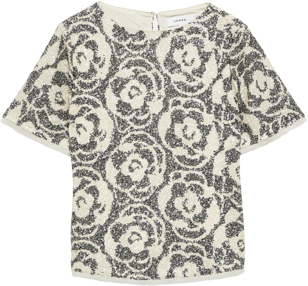 Kurzes T-Shirt mit glitzernden Pailletten für Damen COMMA