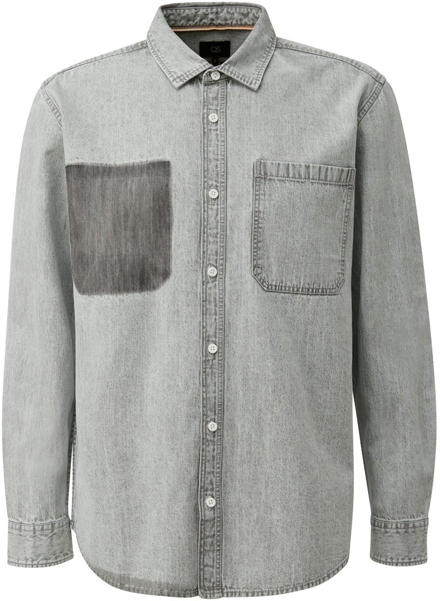 Lange Jeanshemd mit Knöpfen und Brusttasche QS